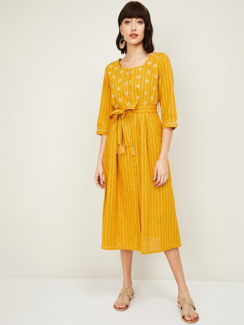 

Melange by Lifestyle Women Mustard Printed A-Line Dress