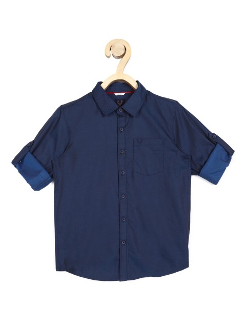 

Allen Solly Junior Boys Blue Slim Fit Solid Cotton Casual Shirt