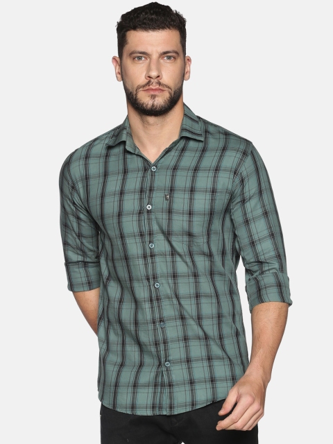 

LEVIZO Men Green & Black Regular Fit Checked Cotton Casual Shirt
