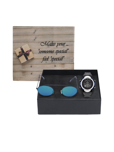

Fantasy World Unisex Kids Blue & Black Watch & Sunglasses Gift Set FWGiftset139-5716402-YS02-01