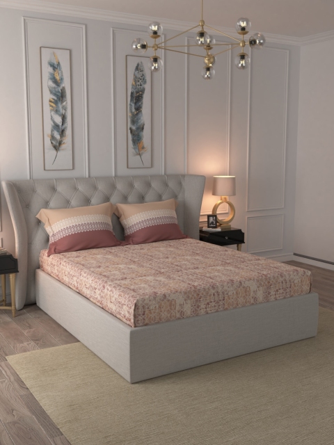 

Trident Beige & Brown Geometric 180 TC Cotton 1 King Bedsheet with 2 Pillow Covers