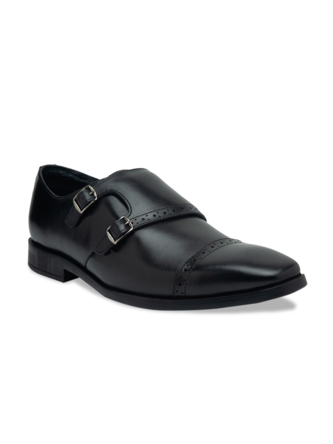 

Teakwood Leathers Men Black Solid Leather Formal Monks