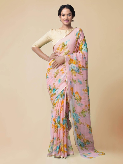 

Unnati Silks Pink Printed Patola Saree