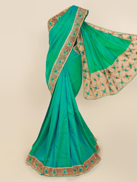 

Pothys Green Solid Art Silk Saree