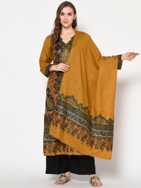 

Safaa Women Mustard Viscose Acrylic Woven Design Suit Unstitched Dress Material For Winter