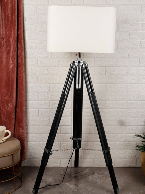 

Grated Ginger White & Black Solid Classic Country Floor Lamp with Shade