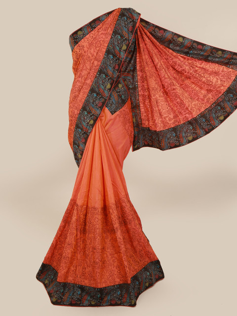 

Pothys Orange Printed Art Silk Saree