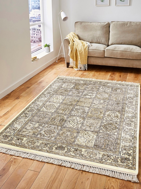 

OBSESSIONS Brown & Beige Ethnic Motif Anti-Skid Carpet