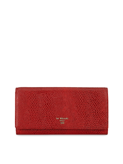 

Da Milano Women Red Textured Leather Envelope Wallet