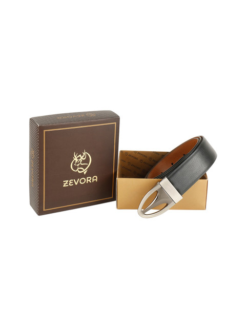 

ZEVORA Men Black & Brown Solid Reversible Belt