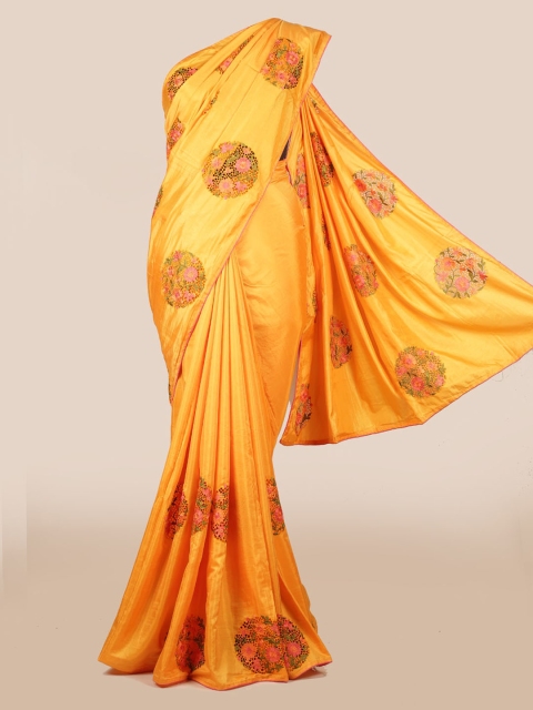 

Pothys Yellow Embroidered Art Silk Saree