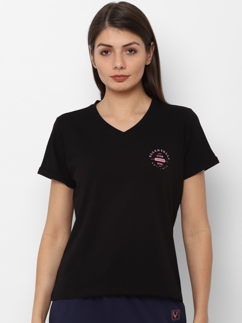 

Allen Solly Woman Black Solid V-Neck T-shirt