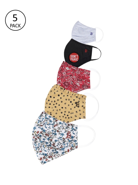 

Bene Kleed Unisex Pack Of 5 Printed 5-Ply Protective Outdoor Masks, Blue