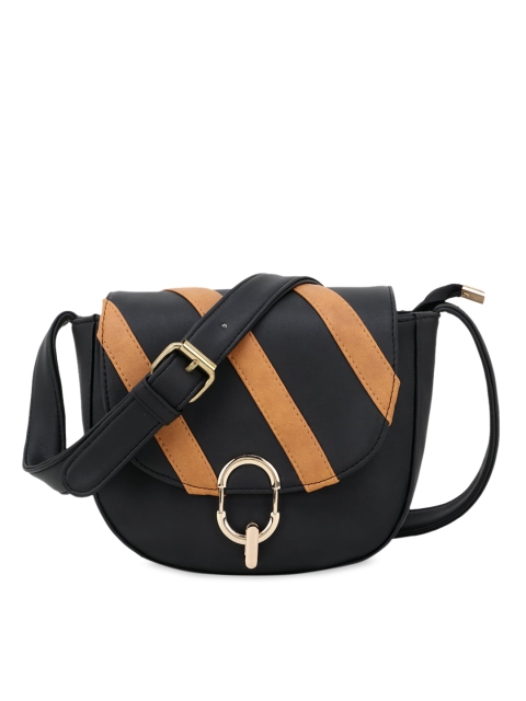 

WOMEN MARKS Black & Beige Striped Sling Bag