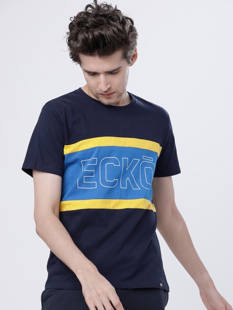 

Ecko Unltd Men Navy Blue Printed Round Neck T-shirt