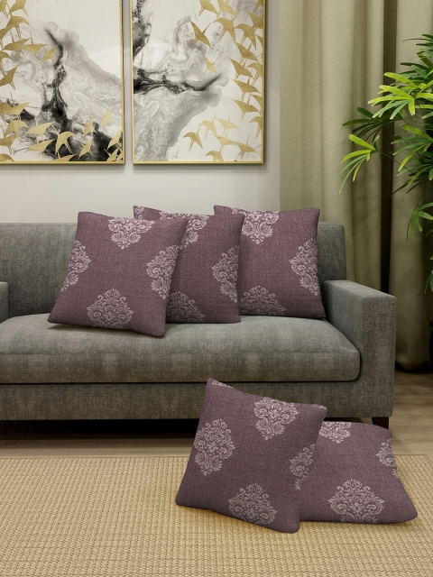 

NEUDIS Taupe & Beige Set of 5 Ethnic Motifs Jacquard Square Cushion Covers