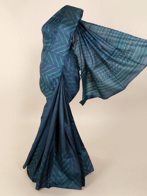 

Pothys Navy Blue Dyed Pure Silk Saree