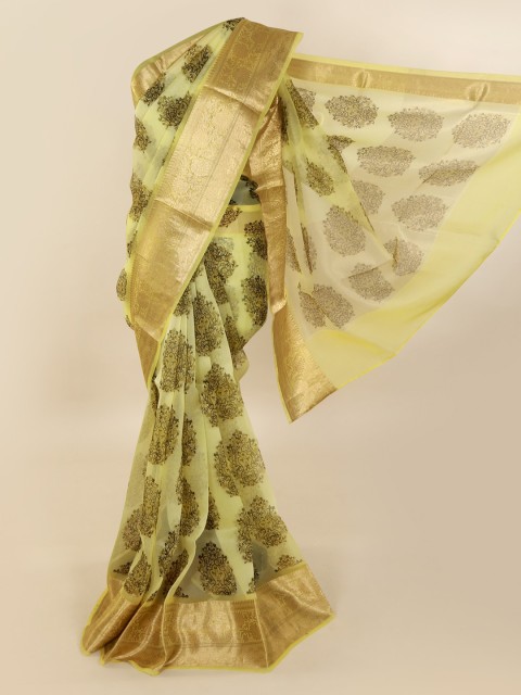 

Pothys Green Printed Pure Silk Saree
