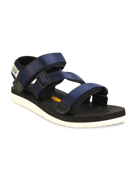 

Vento Men Navy Blue & Black Solid Sports Sandals