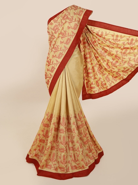 

Pothys Cream-Coloured Printed Art Silk Saree