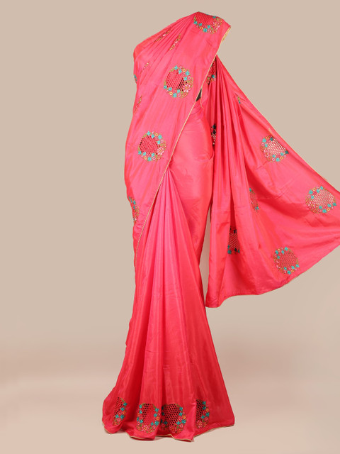 

Pothys Pink Embroidered Art Silk Saree