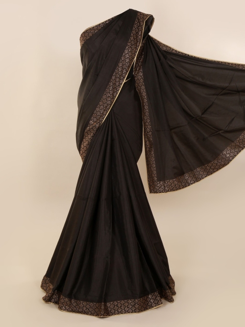 

Pothys Black Solid Embellished Art Silk Saree