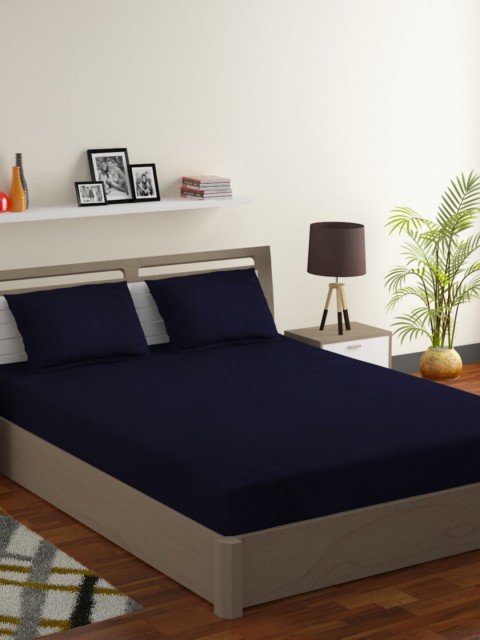 

Bromwick Navy Blue Solid 180 TC Polycotton 1 Queen Bedsheet with 2 Pillow Covers