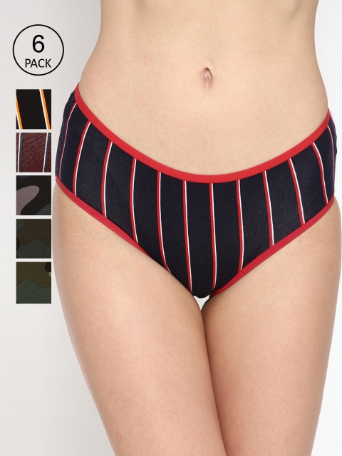 

Skidlers Women Pack Of 6 Multicoloured Hipster Briefs BRIEF-44-41, Multi