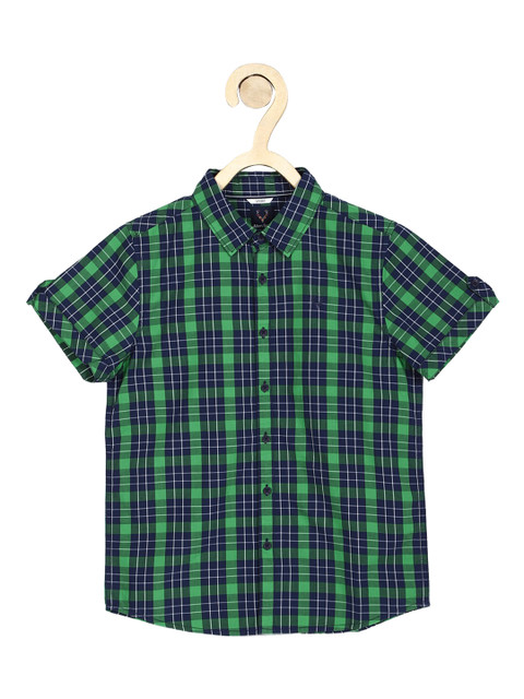 

Allen Solly Junior Boys Green Slim Fit Checked Casual Shirt