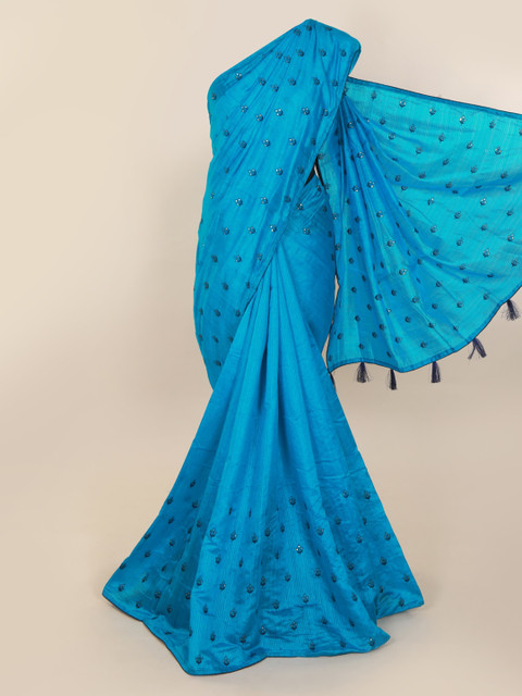 

Pothys Blue Woven Design Cotton Blend Saree