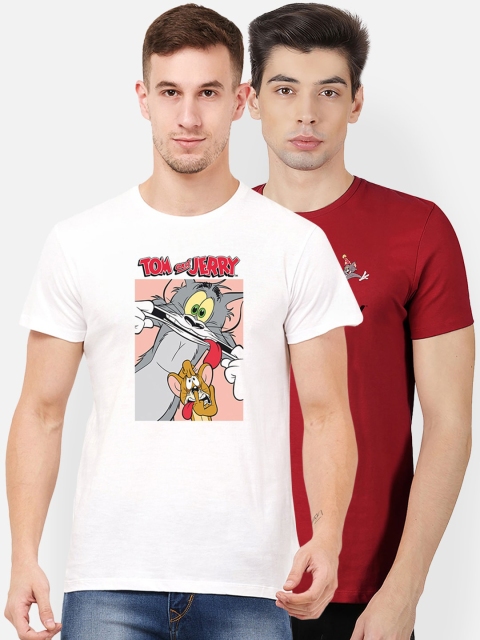 

Free Authority Men Pack of 2 Tom & Jerry Printed Round Neck T-shirts, Maroon