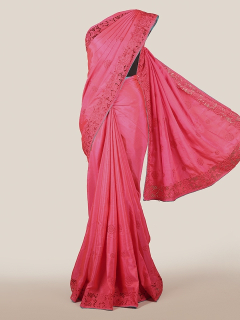 

Pothys Pink Embroidered Art Silk Saree