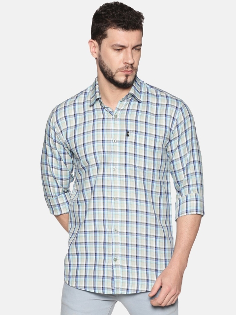 

LEVIZO Men Lime Green Regular Fit Checked Casual Shirt