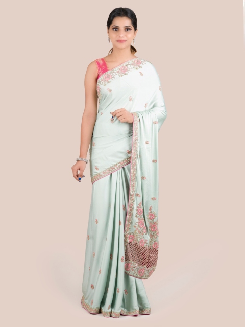 

Pothys Green Embroidered Pure Georgette Saree