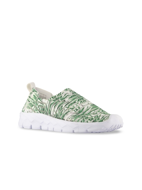 

NECTAR KICKS Women Off White & Green Tropical Printed Sneakers