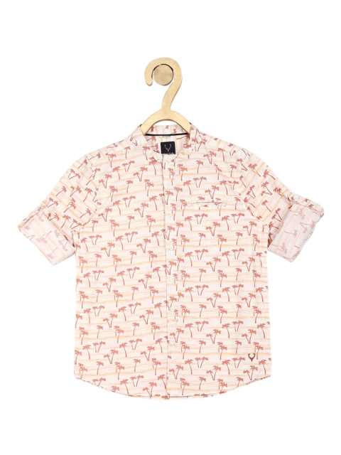 

Allen Solly Junior Boys Peach-Coloured Regular Fit Printed Casual Shirt