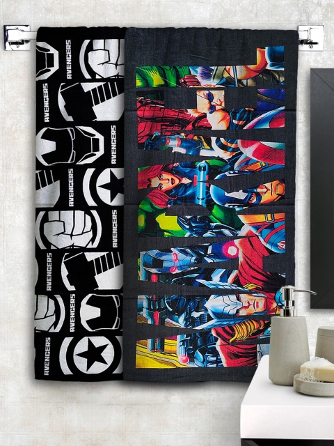 

Marvel Unisex Set Of 2 Athom Trendz Printed 300 GSM Bath Towels, Black