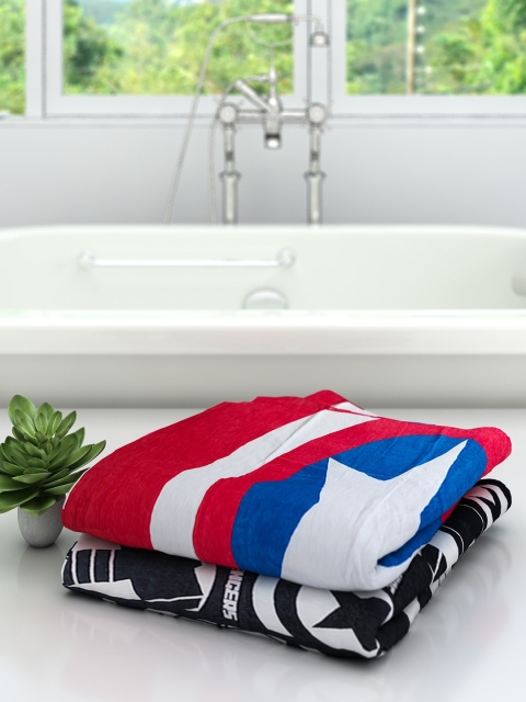 

Marvel Unisex Set Of 2 Athom Trendz Marvel Printed 300 GSM Bath Towels, Red