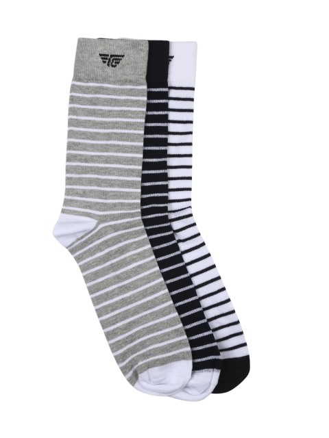 

Red Tape Men Pack Of 3 Multicoloured Striped Calf-Length Socks, Multi