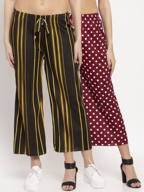 

KLOTTHE Women Pack Of 2 Wide Leg Palazzos, Black