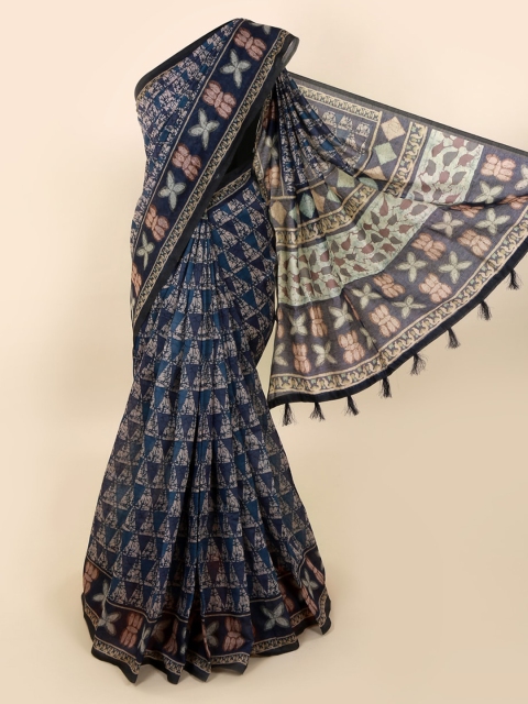 

Pothys Blue Printed Cotton Blend Saree