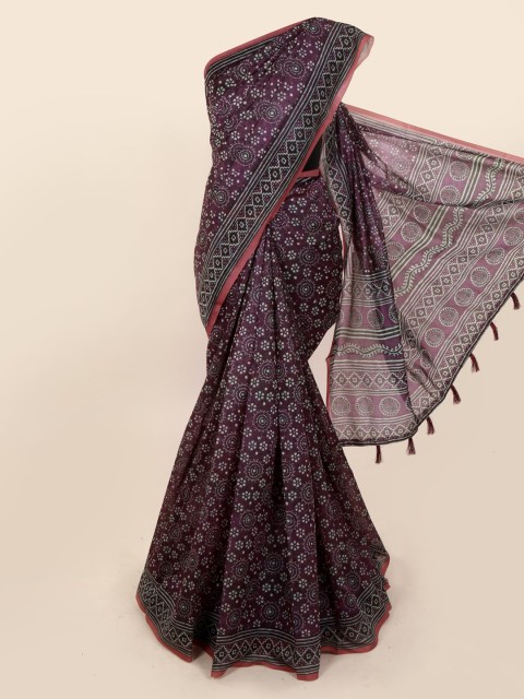 

Pothys Purple Printed Cotton Blend Saree