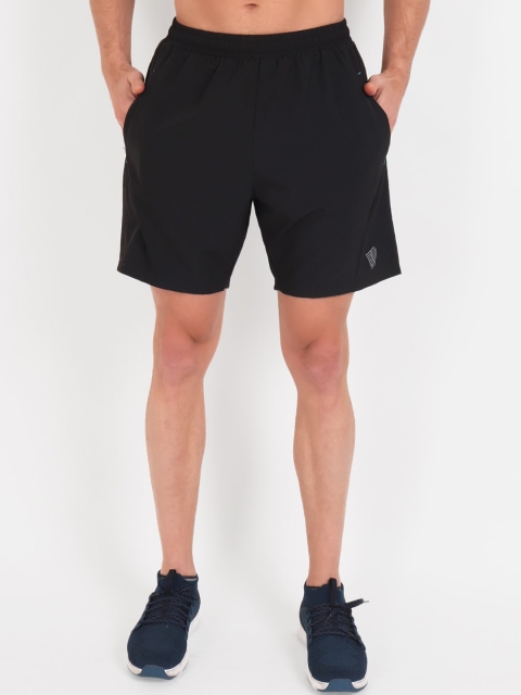 

VEGA Men Black Solid Regular Fit Sports Shorts