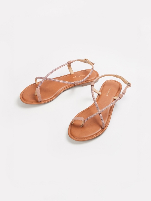 

Melange by Lifestyle Women Pink Embellished PU One Toe Flats