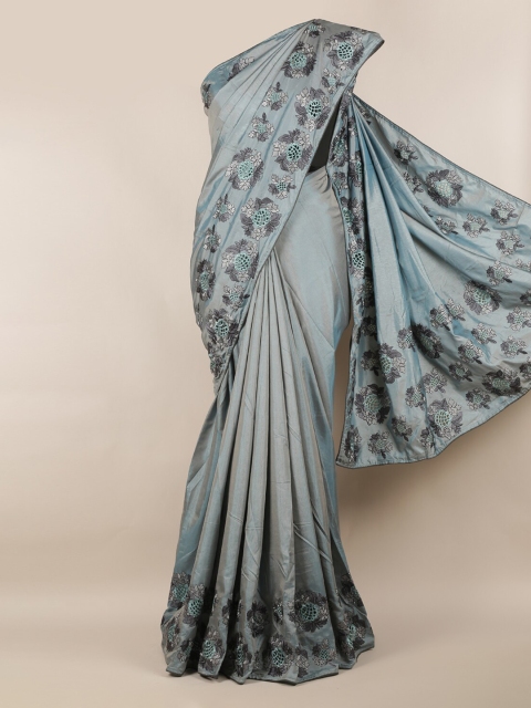 

Pothys Grey Solid Art Silk Saree