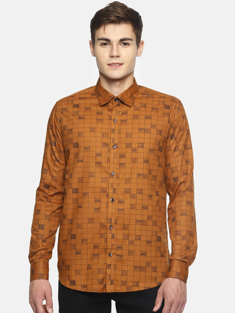 

COUPER & COLL Men Orange Slim Fit Printed Casual Shirt