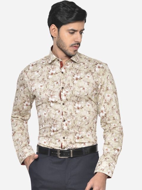 Greenfibre Men Brown Slim Fit Printed Formal Shirt
