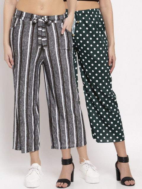 

KLOTTHE Women Multicoloured Pack of 2 Striped Flared Palazzos, Multi