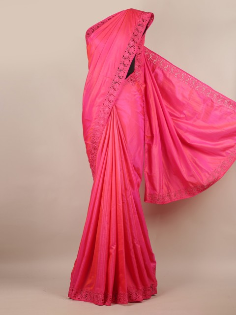 

Pothys Pink Solid Art Silk Saree