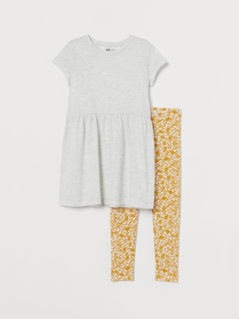 

H&M Girls 2-Piece Sustainable Jersey Set, Grey